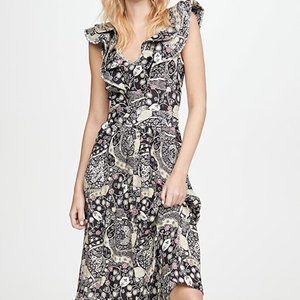 NWOT Isabel Marant Étoile Quilted Ruffle Trim Coraline Dress Flutter Sleeve $645